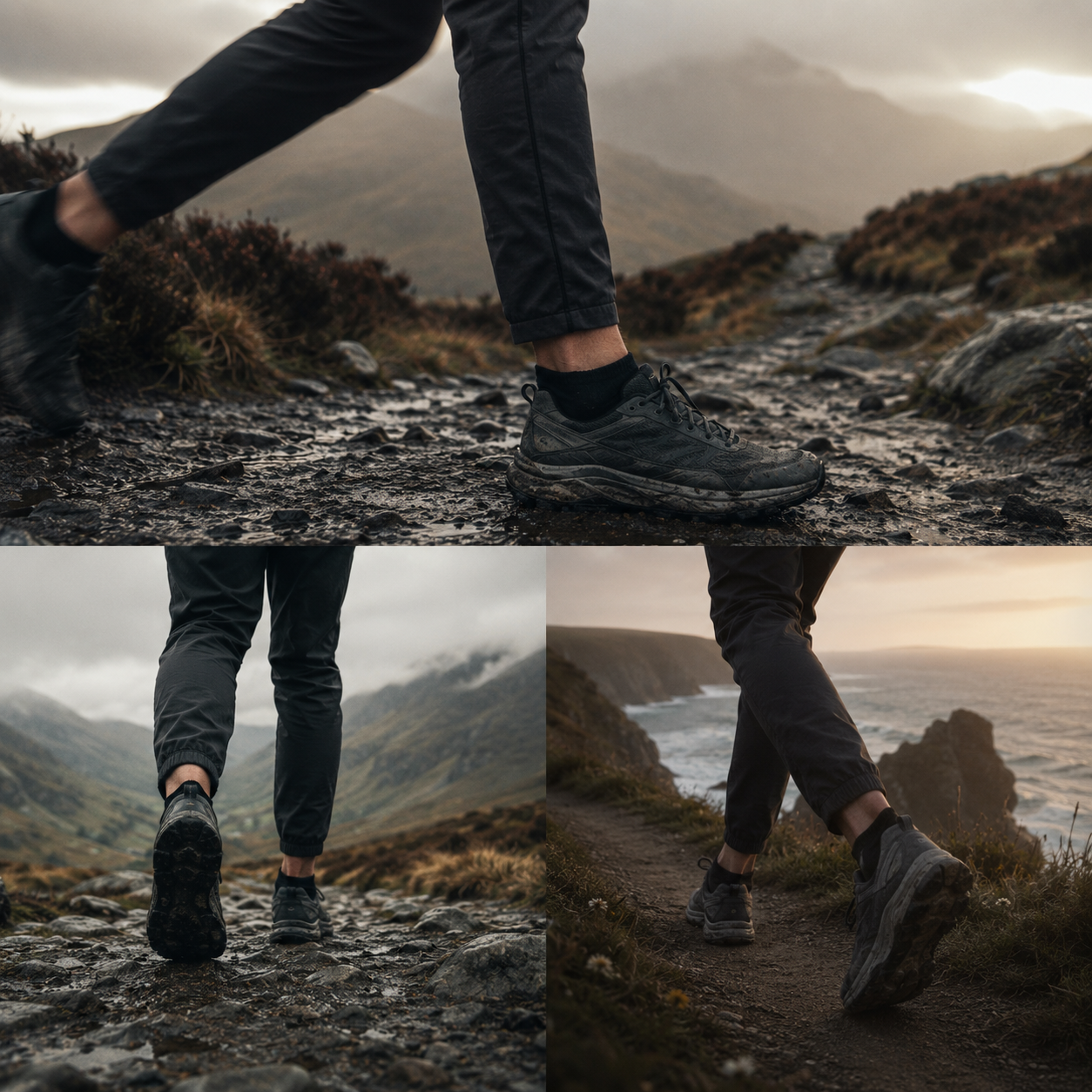 Hiker on misty UK trail